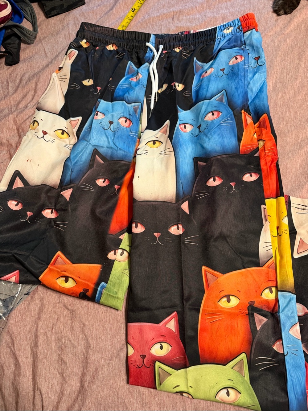 Multicolor Cat Print PJ pajama lounge pants with pockets Large
